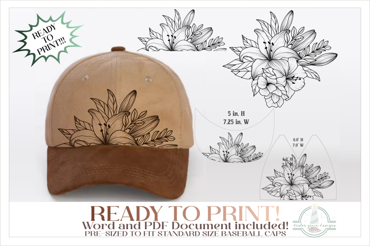 Lilies Baseball Cap Hat Burning Design