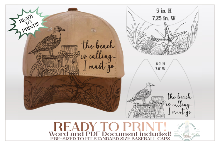 The Beach Is Calling Baseball Cap Hat Burning Design