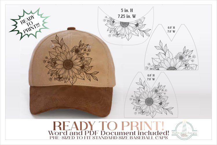 Sunflower Baseball Cap Hat Burning Design