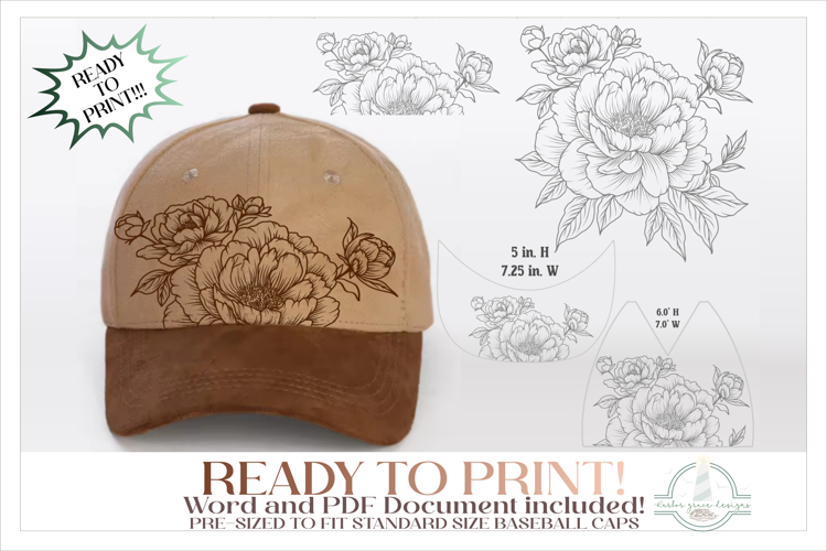 Peonies Baseball Cap Hat Burning Design