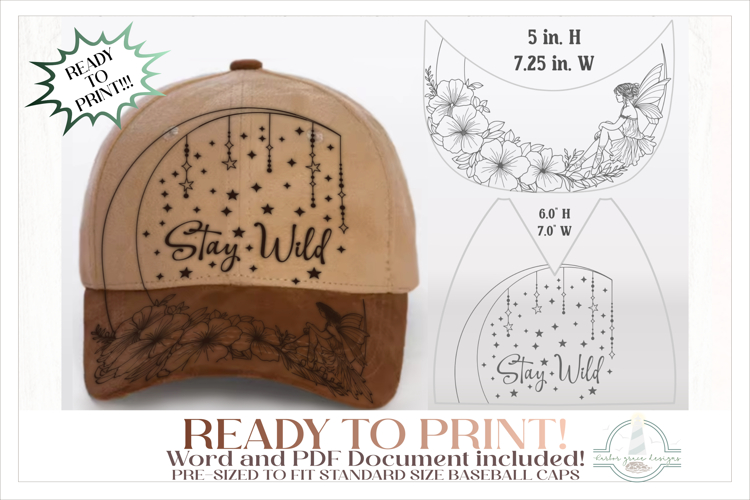 Fairy Moon Stay Wild Quote Baseball Cap Hat Burning Design