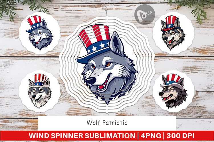 Wind Spinner Wolf Patriotic example image 1