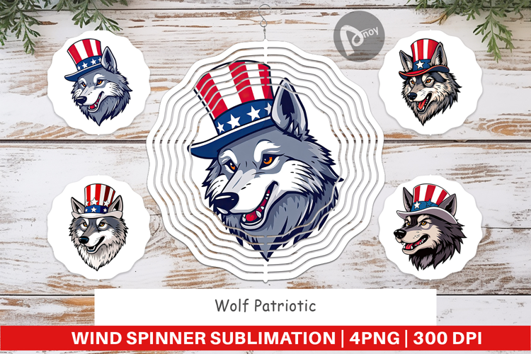 Wind Spinner Wolf Patriotic