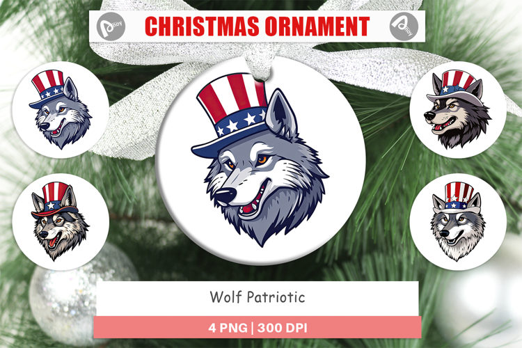 Ornament Wolf Patriotic