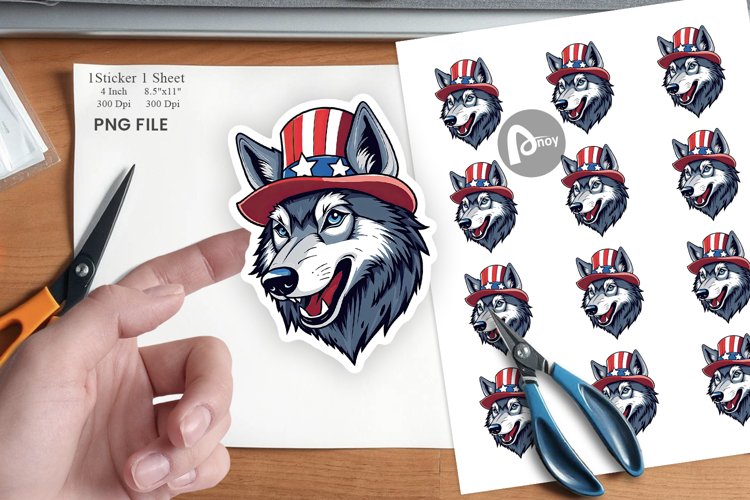 Wolf Patriotic Sticker
