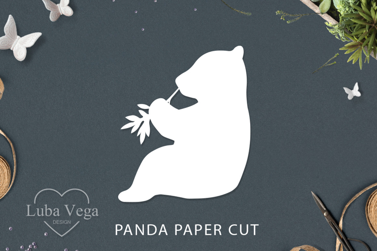 Panda silhouette template / Panda paper cut