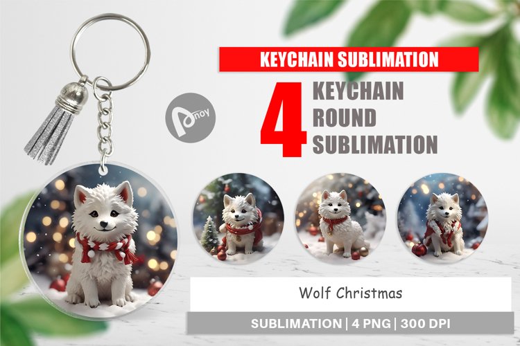 Keychain Wolf Christmas