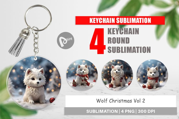 Keychain Wolf Christmas