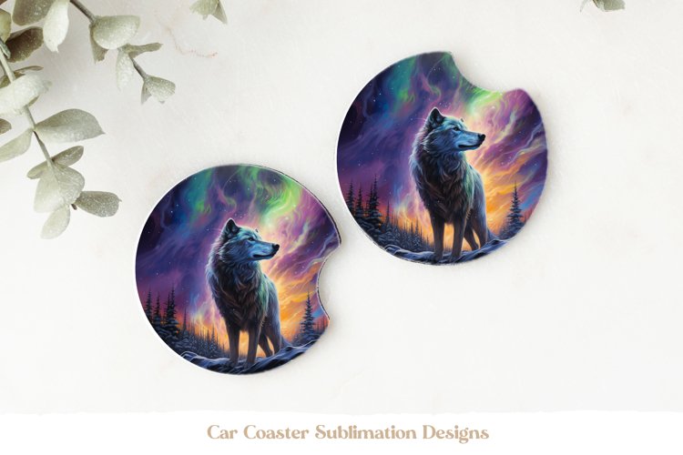 Wolf Coasters Png | Watercolor Wolf Car Coasters Sublimation