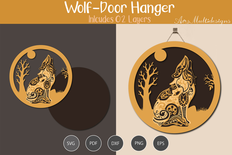 Wolf Door Hanger Laser cut