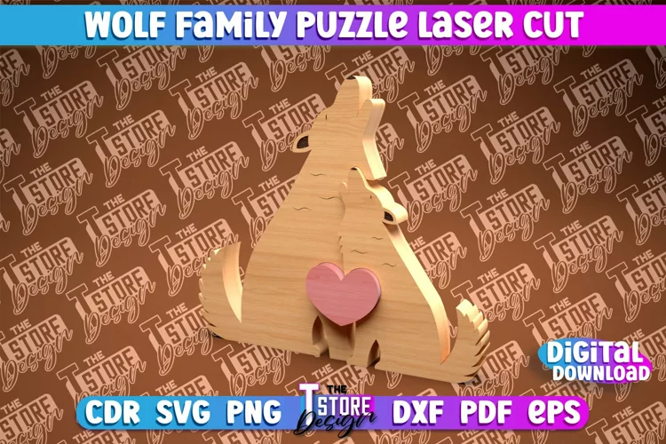 Wolf Family Puzzle Laser Cut | Family Puzzle Laser Cut |CNC