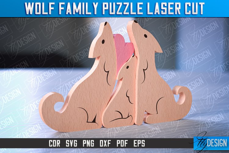 Wolf Family Puzzle Laser Cut | Family Puzzle Laser Cut | CNC