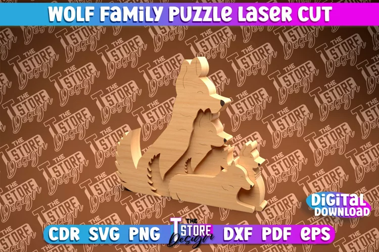 Wolf Family Puzzle Laser Cut | Family Puzzle Laser Cut |CNC