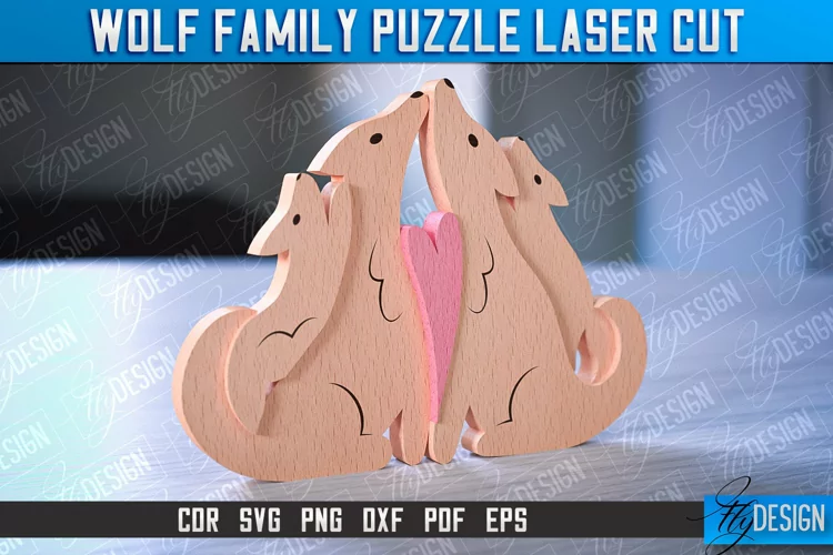 Wolf Family Puzzle Laser Cut | Family Puzzle Laser Cut | CNC