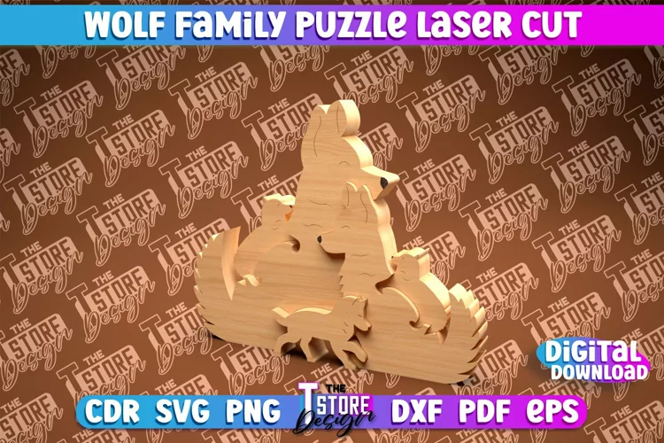 Wolf Family Puzzle Laser Cut | Family Puzzle Laser Cut |CNC