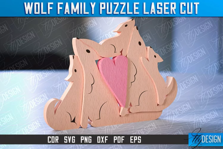 Wolf Family Puzzle Laser Cut | Family Puzzle Laser Cut | CNC