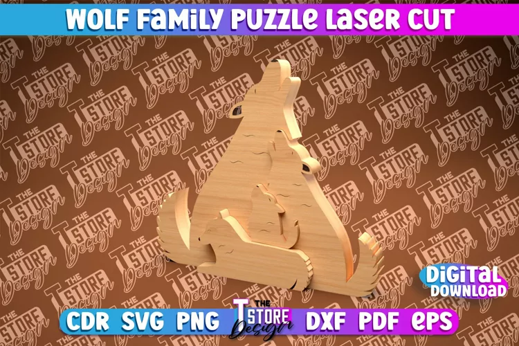 Wolf Family Puzzle Laser Cut | Family Puzzle Laser Cut |CNC