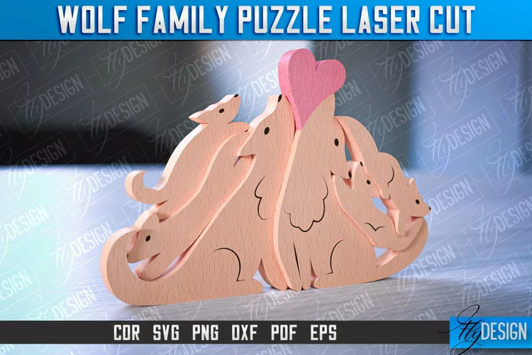 Wolf Family Puzzle Laser Cut | Family Puzzle Laser Cut | CNC