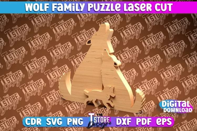 Wolf Family Puzzle Laser Cut | Family Puzzle Laser Cut |CNC