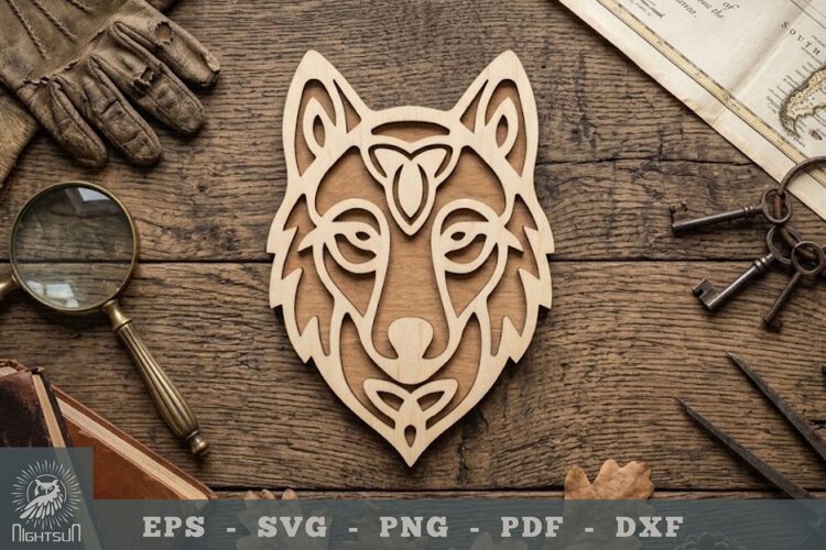 Wolf Head Lasercut Decoration 1 example image 1