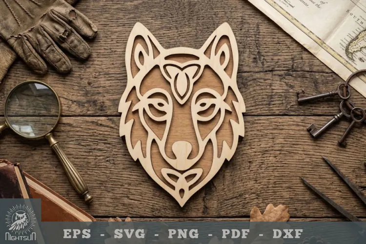 Wolf Head Lasercut Decoration 1