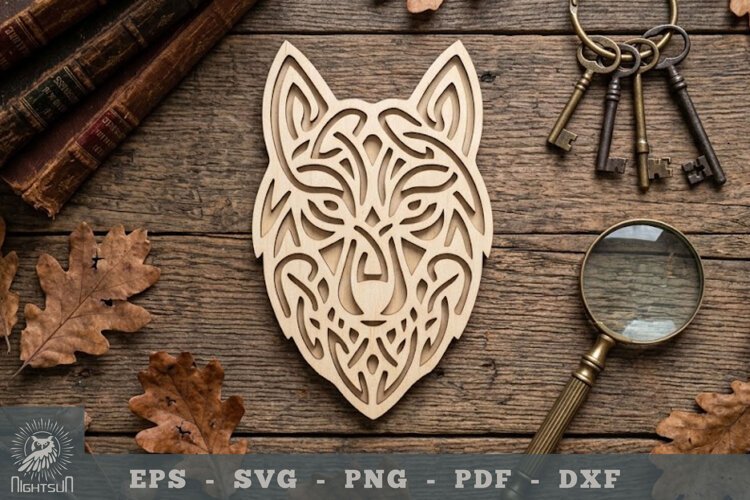 Wolf Head Lasercut Decoration 3 example image 1