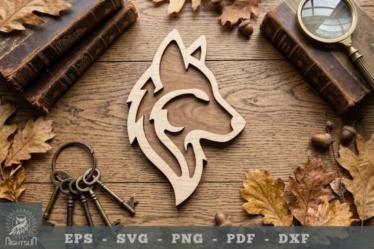 Wolf Head Lasercut Decoration 4 example image 1