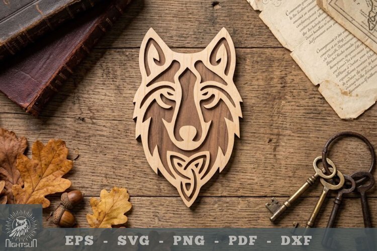 Wolf Head Lasercut Decoration 5 example image 1