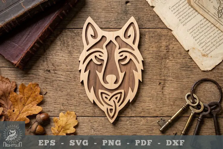 Wolf Head Lasercut Decoration 5