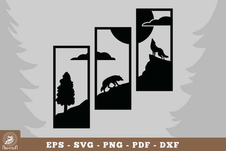 Wolf in Forest Home Decor SVG example image 1