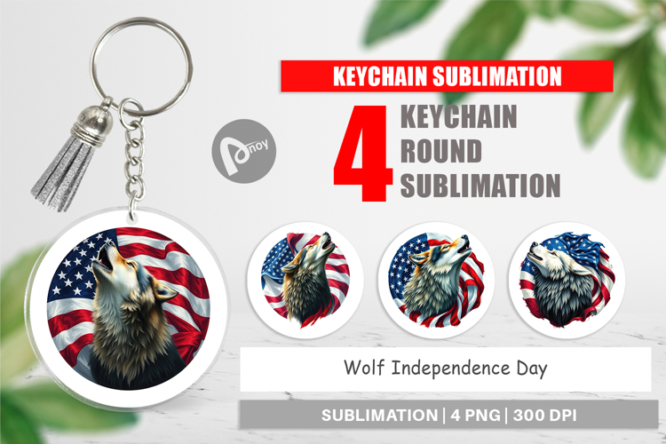 Keychain Wolf 4th of July