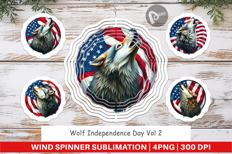 Wind Spinner Wolf 4th of July