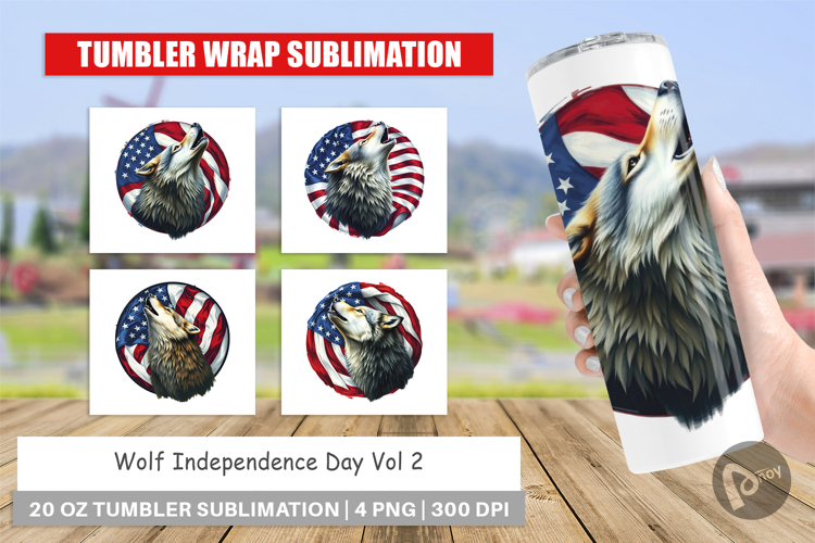Tumbler Wolf 4th of July