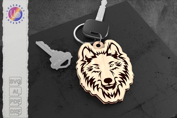 Cool Wolf Keychain SVG for Laser Cutting, Layered Animal