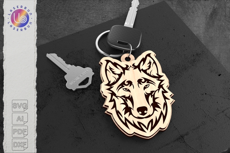 Wolf Couple Keychain SVG, Laser Cut Engraved Gift