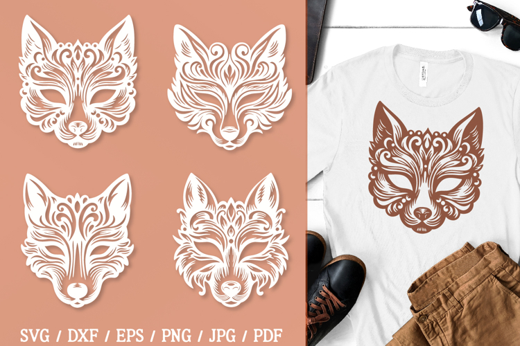 Wolf Mask SVG Files for Papercut, Laser, Cricut Crafts