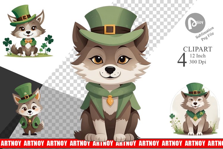 Wolf St. Patrick Clipart example image 1