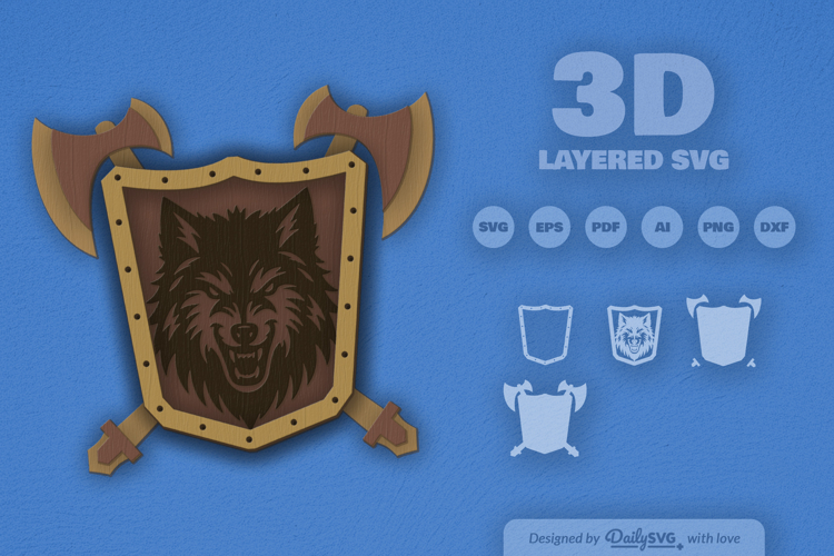 Wolf Shield Layered Laser Cut