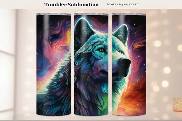 Wolf Tumbler Wrap | Watercolor Animal Tumbler Sublimation