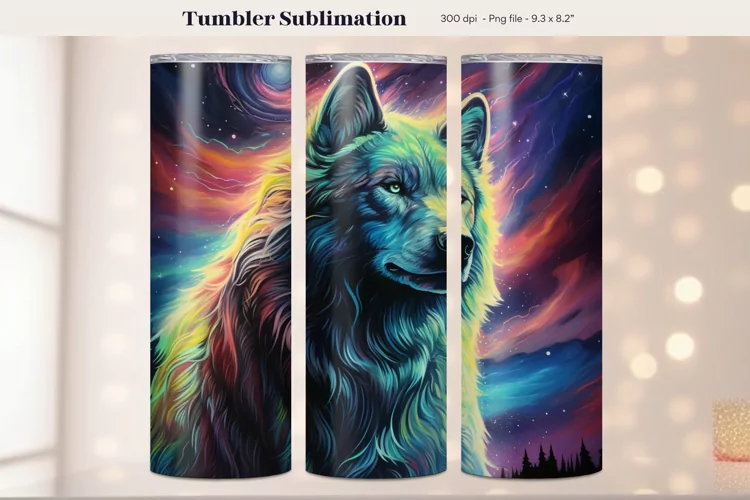 Wolf Tumbler Wrap | Watercolor Animal Tumbler Sublimation