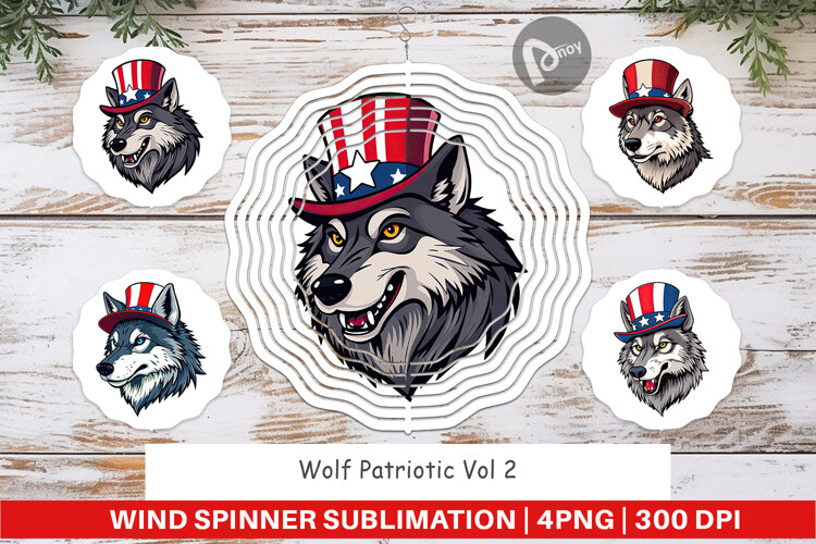 Wind Spinner Wolf Patriotic example image 1
