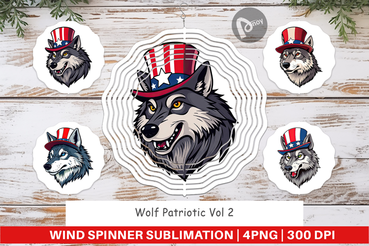 Wind Spinner Wolf Patriotic