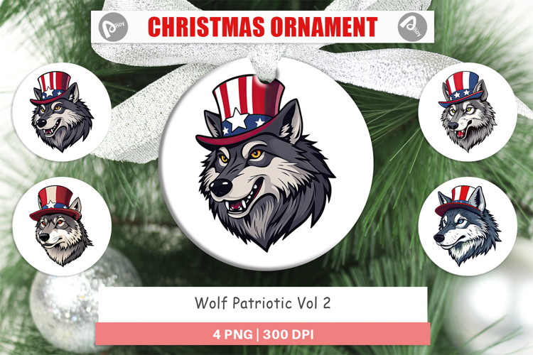Ornament Wolf Patriotic