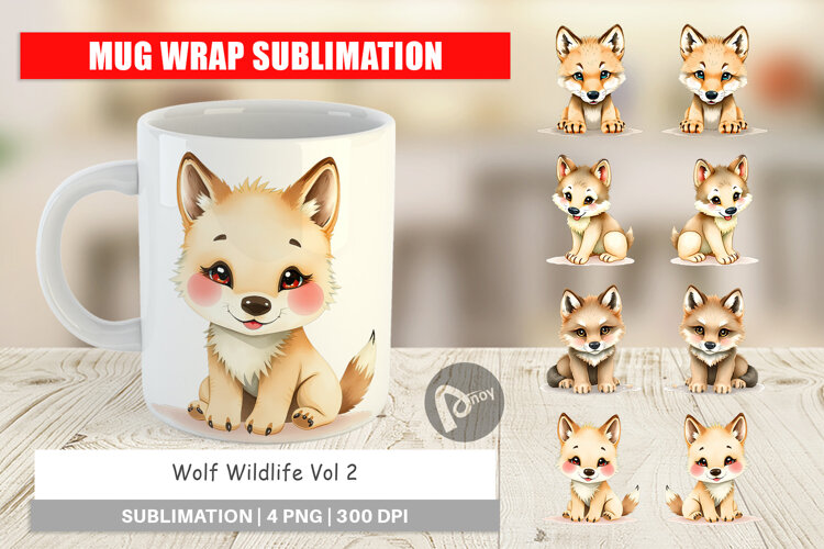 Mug Wrap Wolf Wildlife example image 1