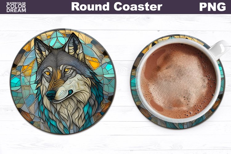 Wolf Stained Glass Coaster | Wolf Round Coaster