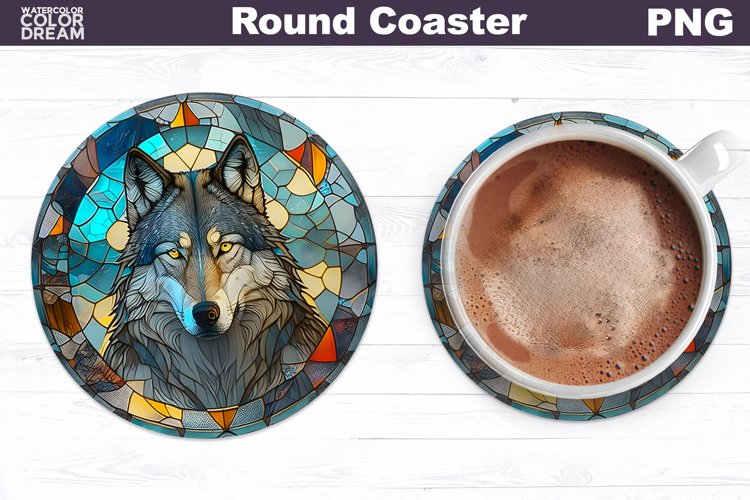 Wolf Stained Glass Coaster | Wolf Round Coaster