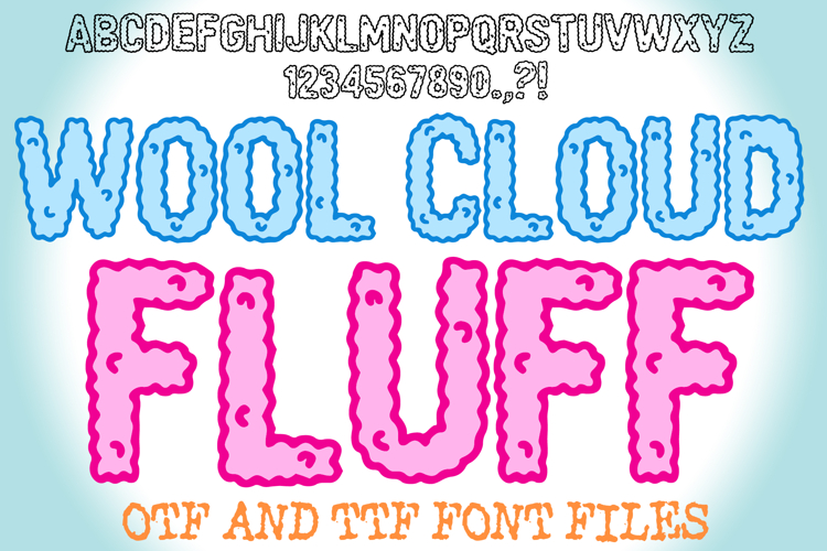 Wool Cloud Fluff Lettering ABC Font Typeface Alphabet OTF