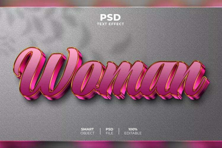 Woman 3D editable text effect