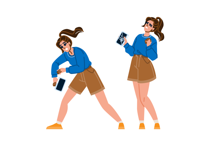 cracked woman broken phone