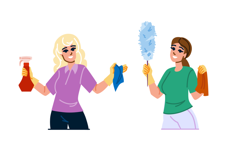 sponge woman cleaning tools vector